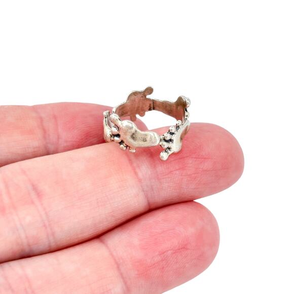 Vintage Sterling Silver 925 Beau Footprints Ring – Size 6 - Picture 1 of 9